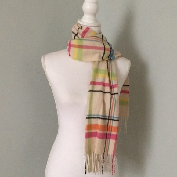 V. Frass CASHMINK cream striped scarf - Picture 1 of 4